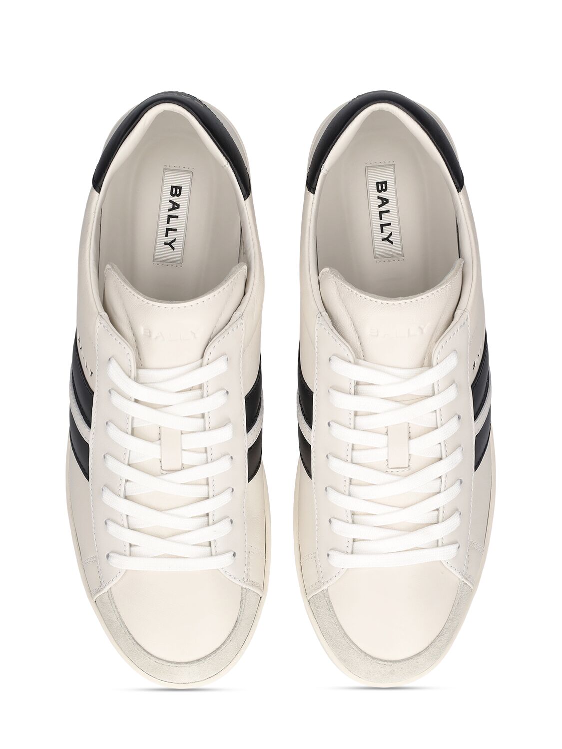 Shop Bally Tyger Leather Low Top Sneakers In White,black