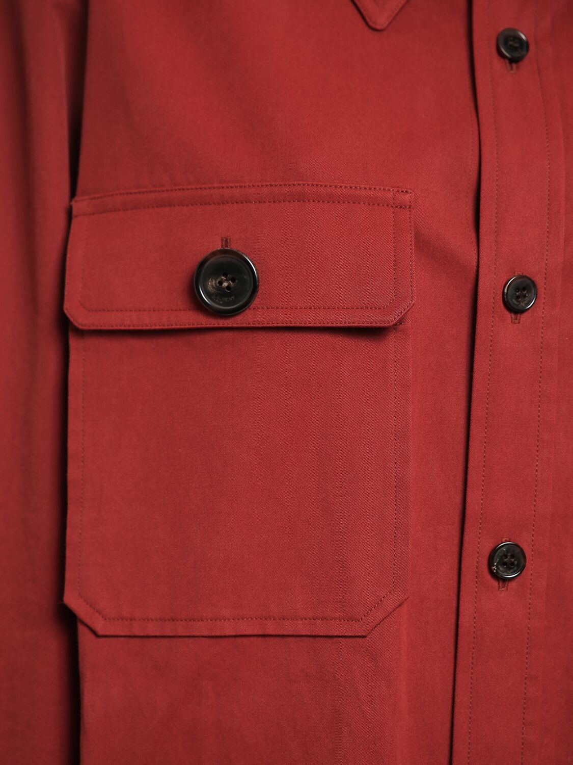 Shop Saint Laurent Cotton Twill Shirt In Rouge