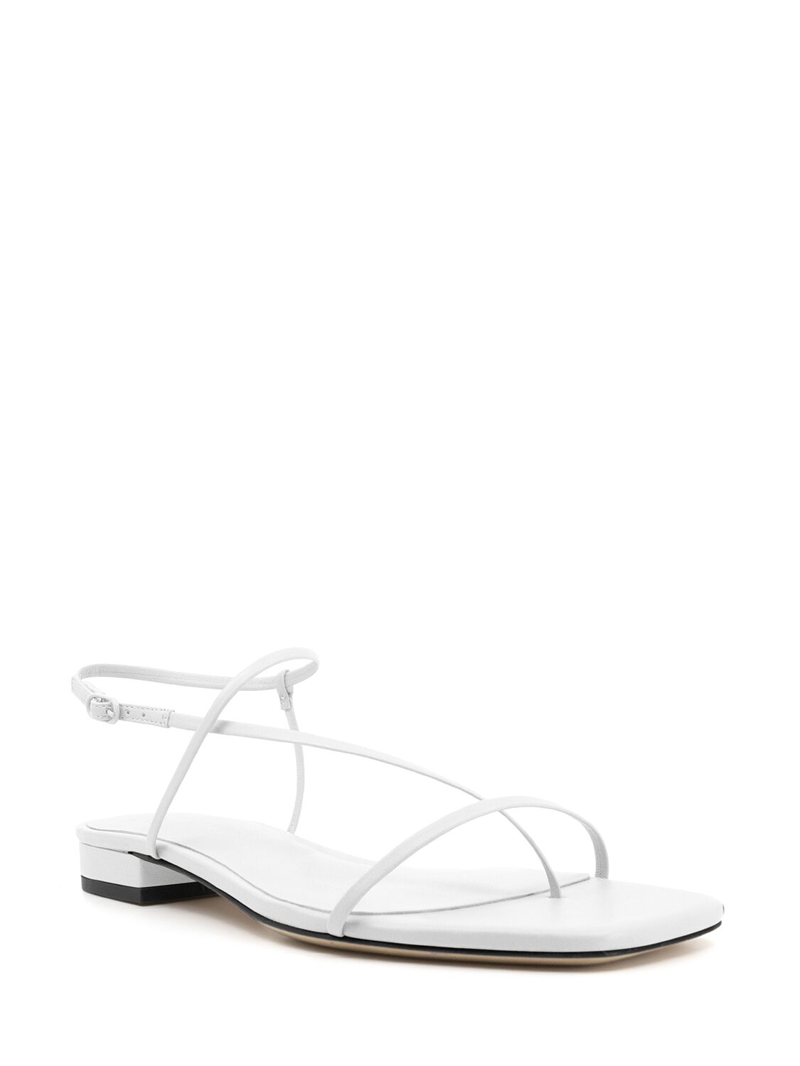 Shop Studio Amelia 10mm Cross Front Leather Flats In White
