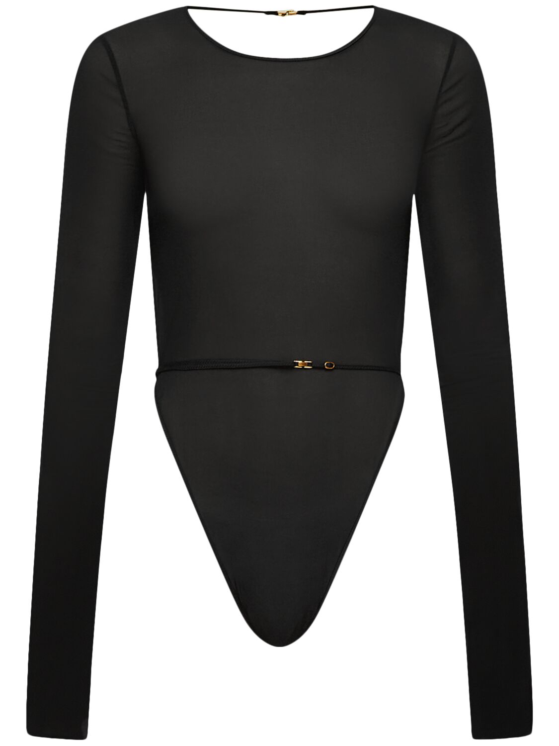 Saint Laurent Stretch Silk Bodysuit In Noir