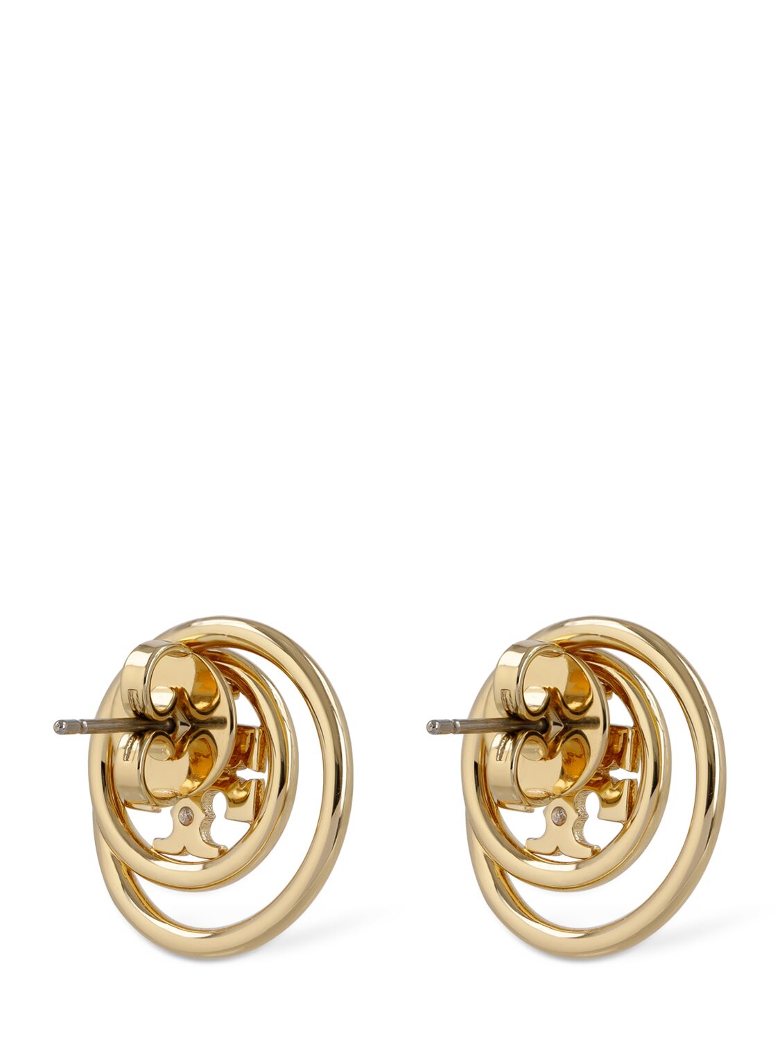 Shop Tory Burch Miller Double Ring Stud Earrings In Gold