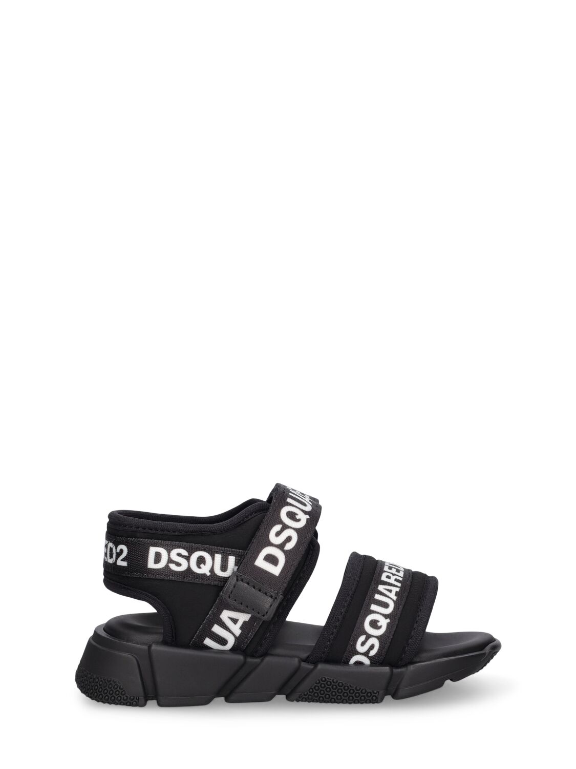 Dsquared2 Kids' Logo Tech Strap Sandals In Black