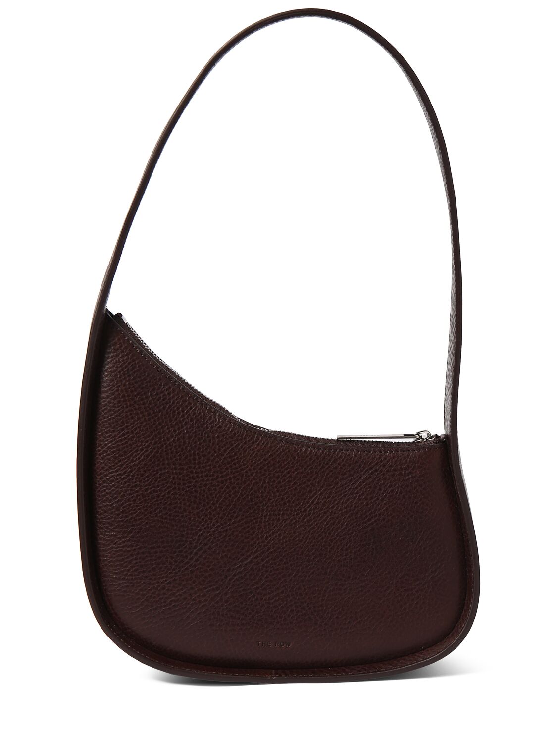The Row Half Moon Grained Leather Shoulder Bag In Brown Ans