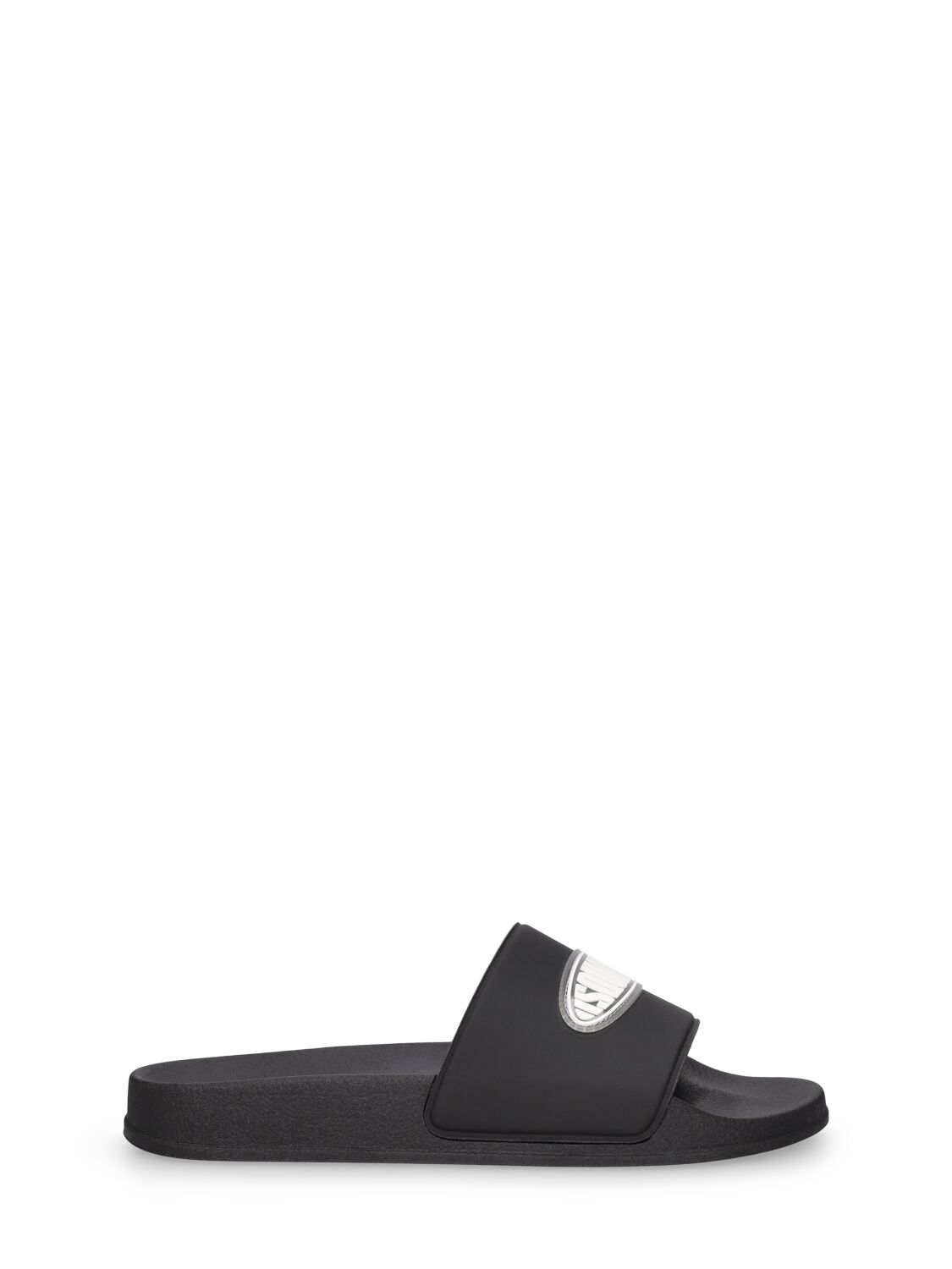Dsquared2 Kids' Logo Print Rubber Slide Sandals In Black