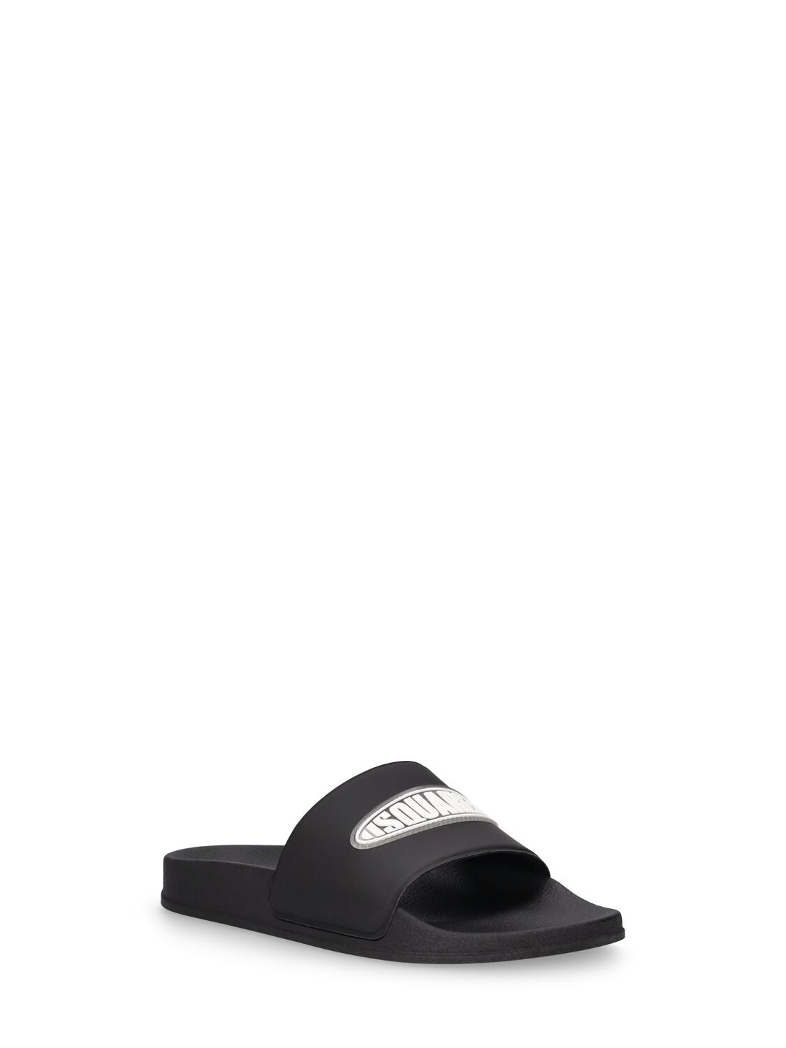 Shop Dsquared2 Logo Print Rubber Slide Sandals In Black