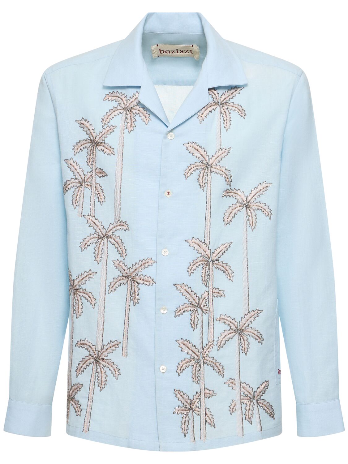 Shop Baziszt Palm Cotton & Hemp Shirt In Blue