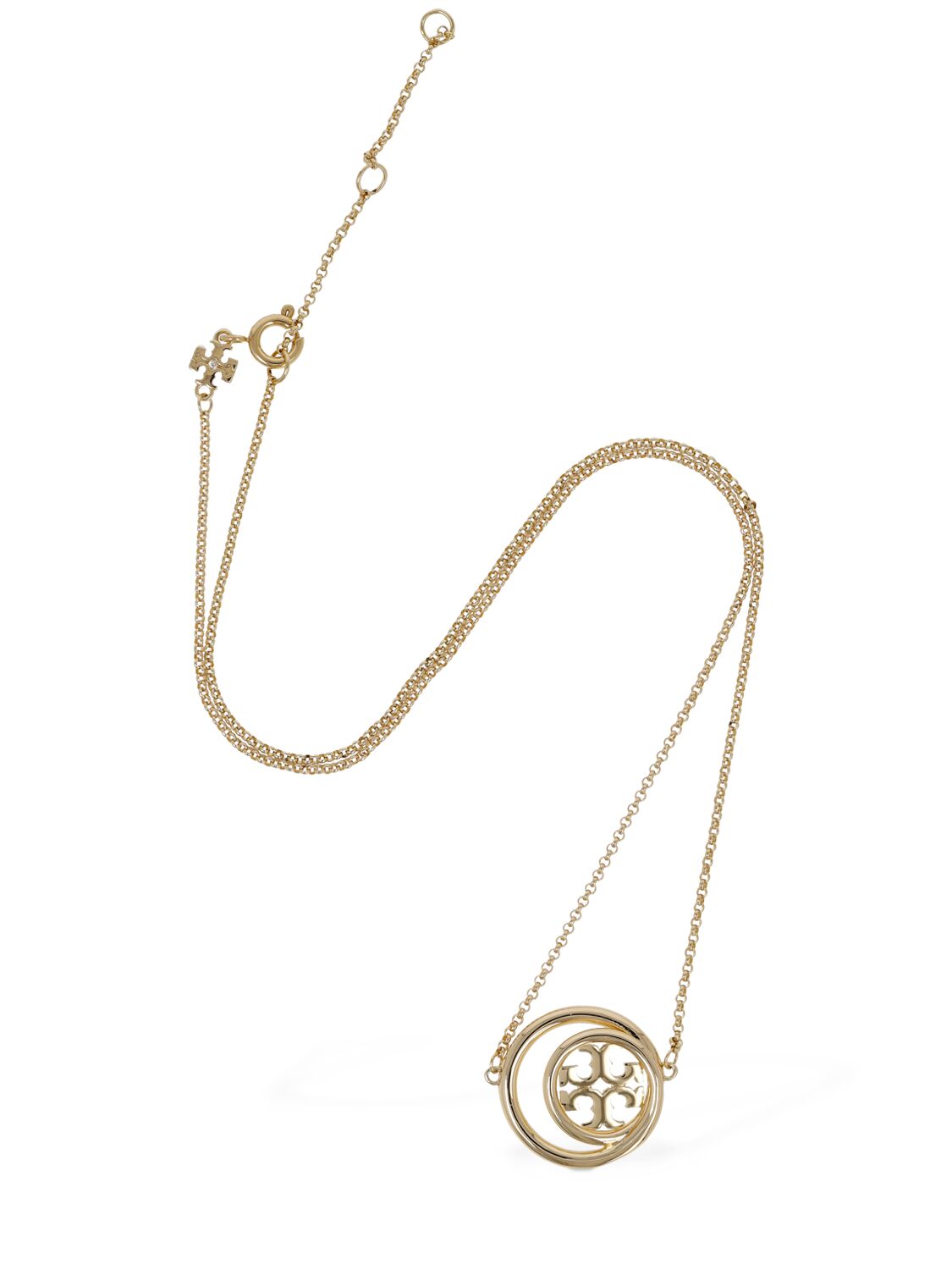 Shop Tory Burch Miller Double Ring Collar Necklace In Gold