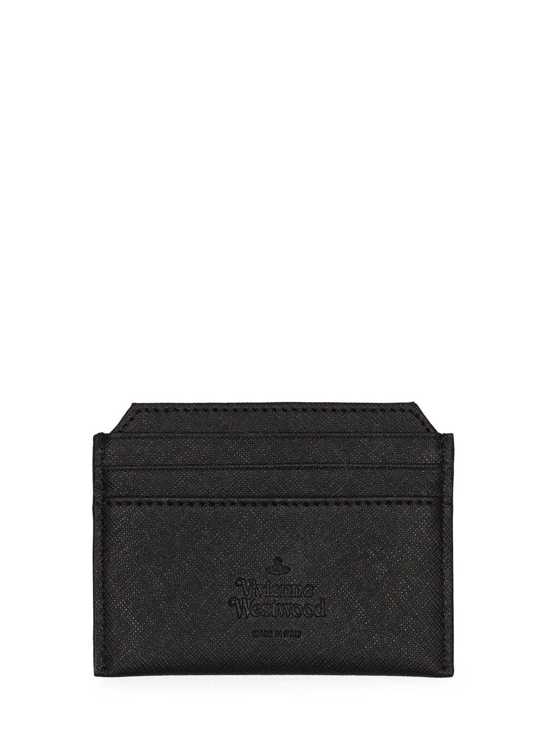 Shop Vivienne Westwood Faux Saffiano Card Holder In Black