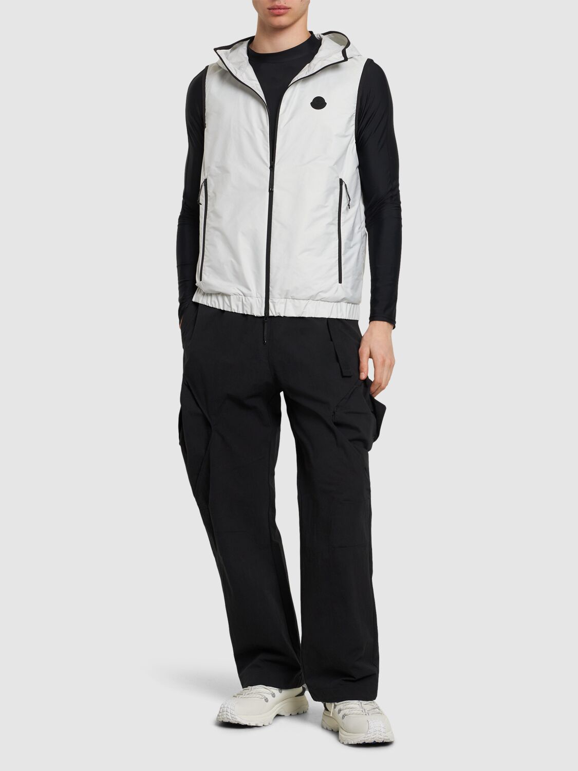 Shop Moncler Vallese Nylon Vest In Ice Grey