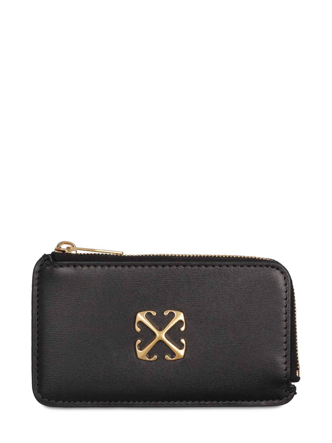 Off-white Jitney Leather Zipped Card Case In Black