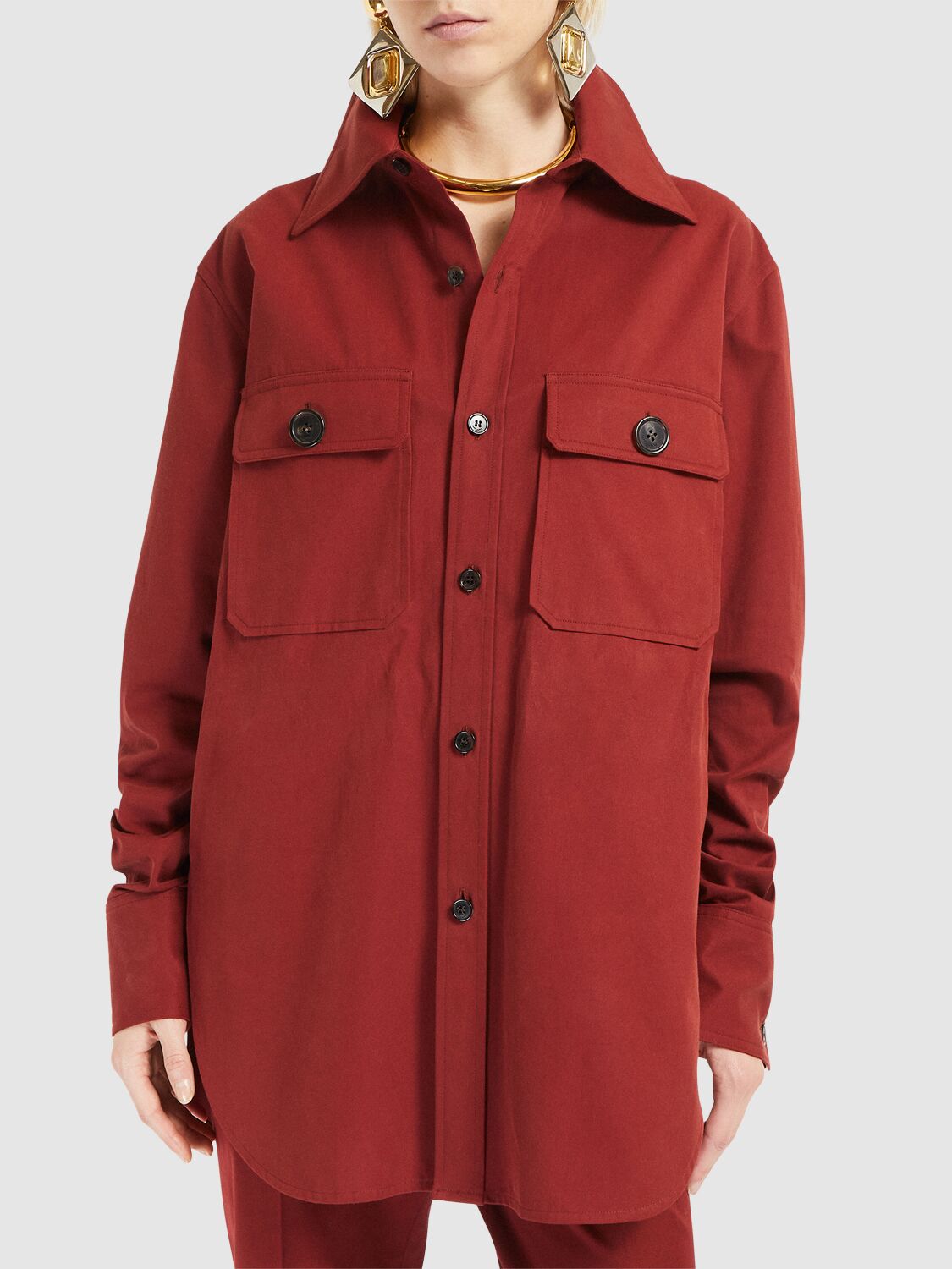 Shop Saint Laurent Cotton Twill Shirt In Rouge