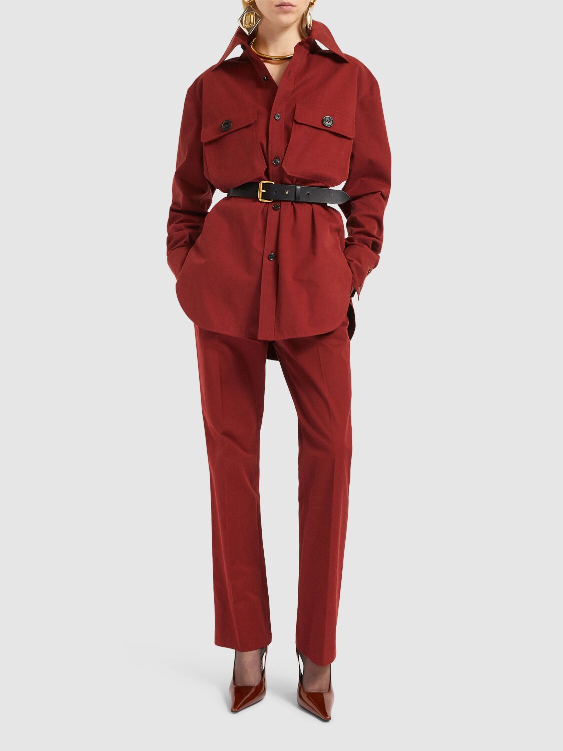 Shop Saint Laurent Cotton Twill Shirt In Rouge