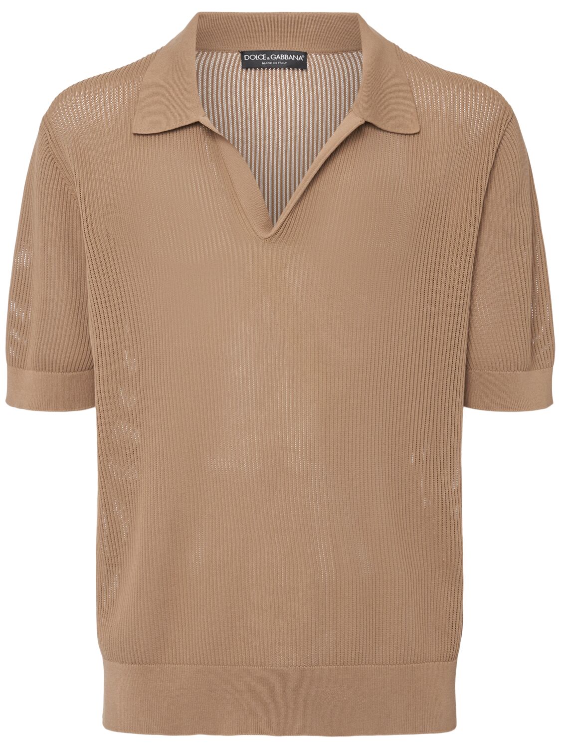 Dolce & Gabbana Cotton Knit Polo In Brown