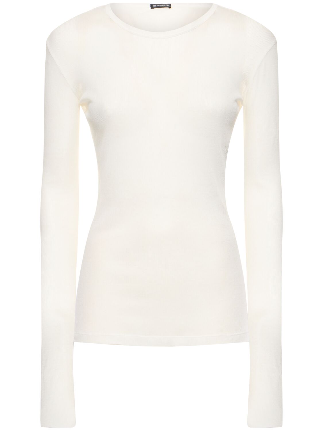 Ann Demeulemeester Fiene Ribbed Cotton Long Sleeve Top In White