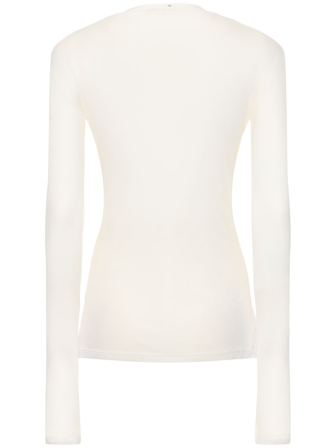 Shop Ann Demeulemeester Fiene Ribbed Cotton Long Sleeve Top In White