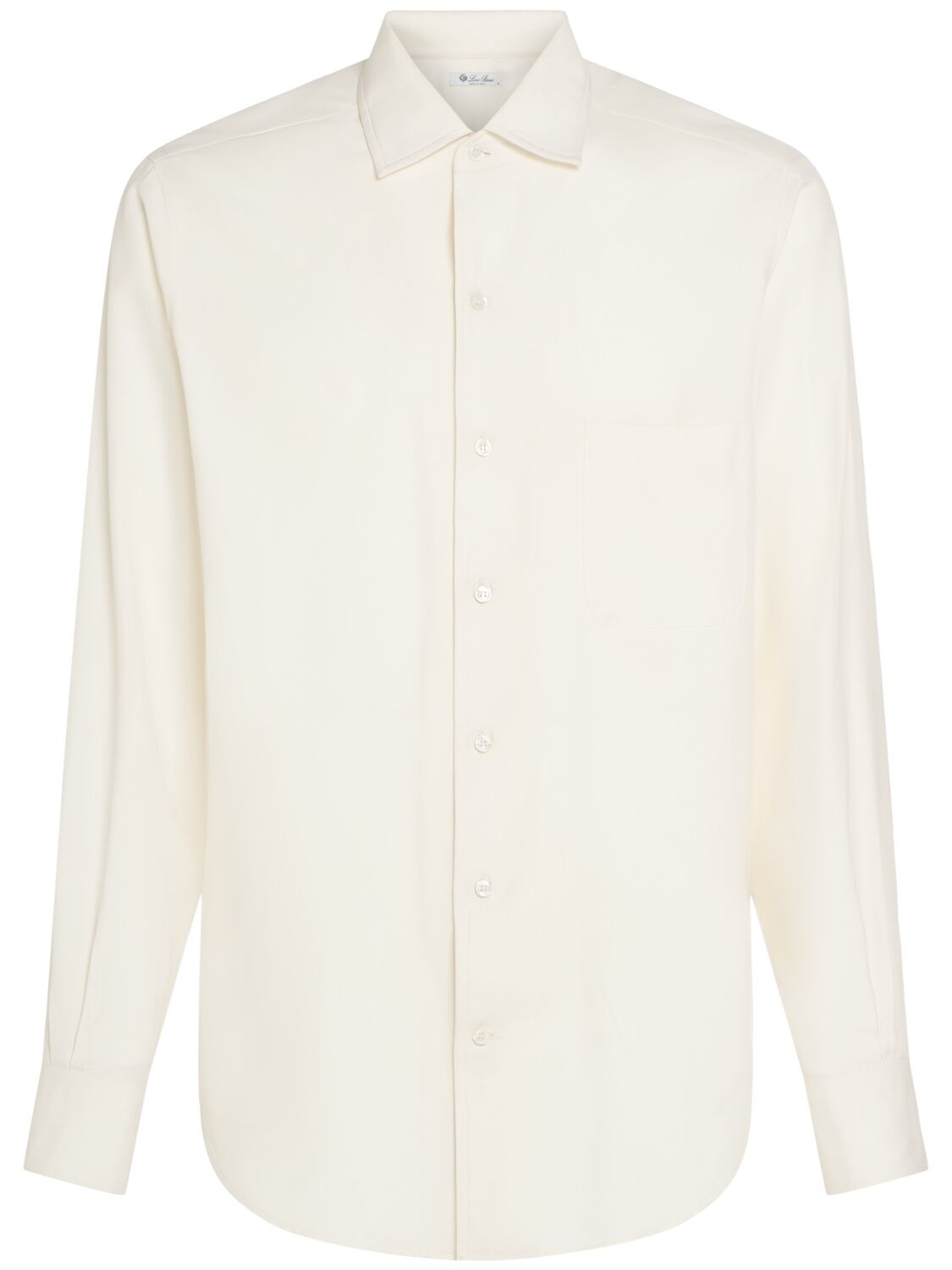 Loro Piana Andrè Long Sleeve Silk Shirt In White,beige