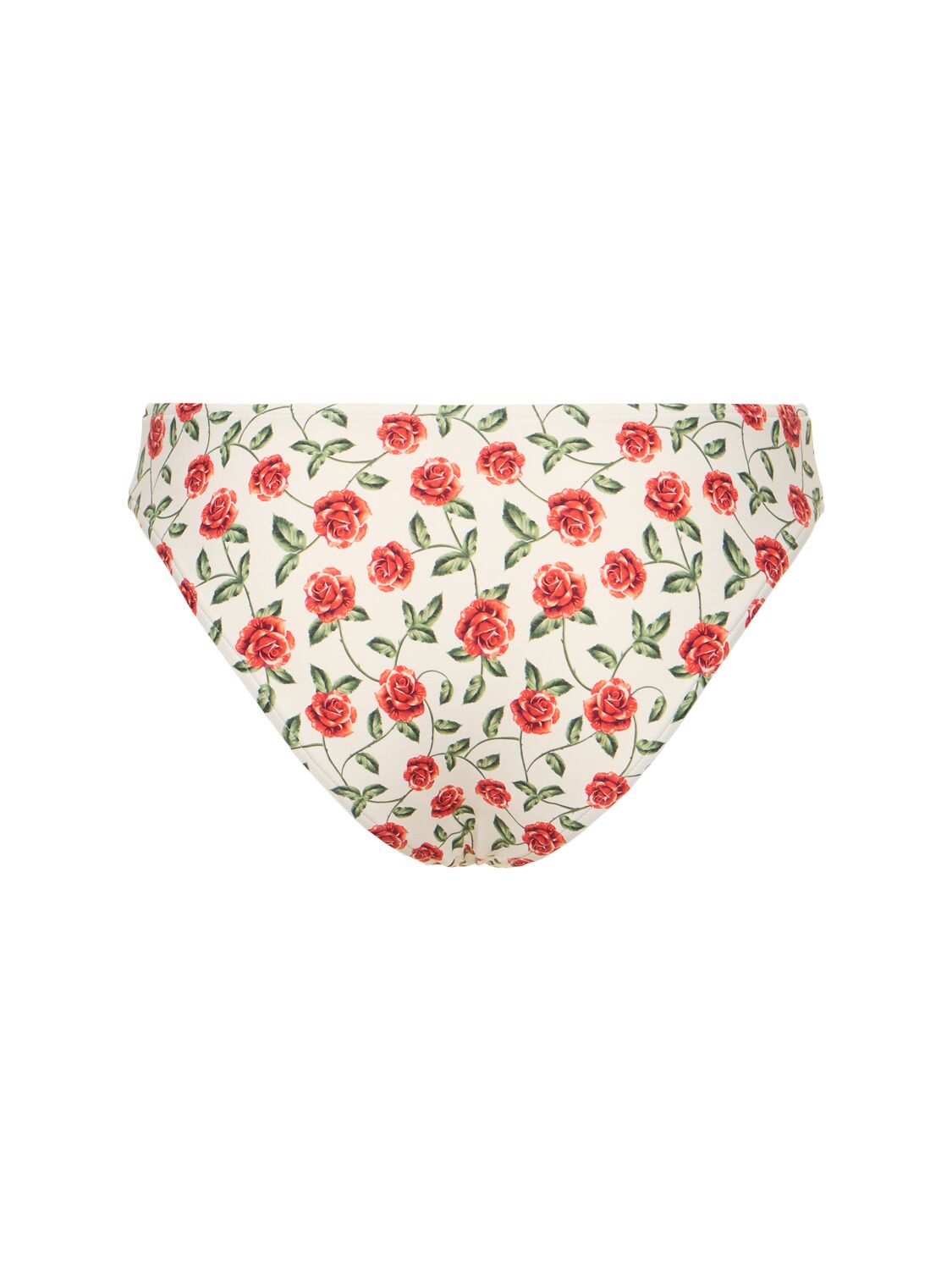 Shop Weworewhat Rose Printed Scoop Bikini Bottoms In 白色,红色