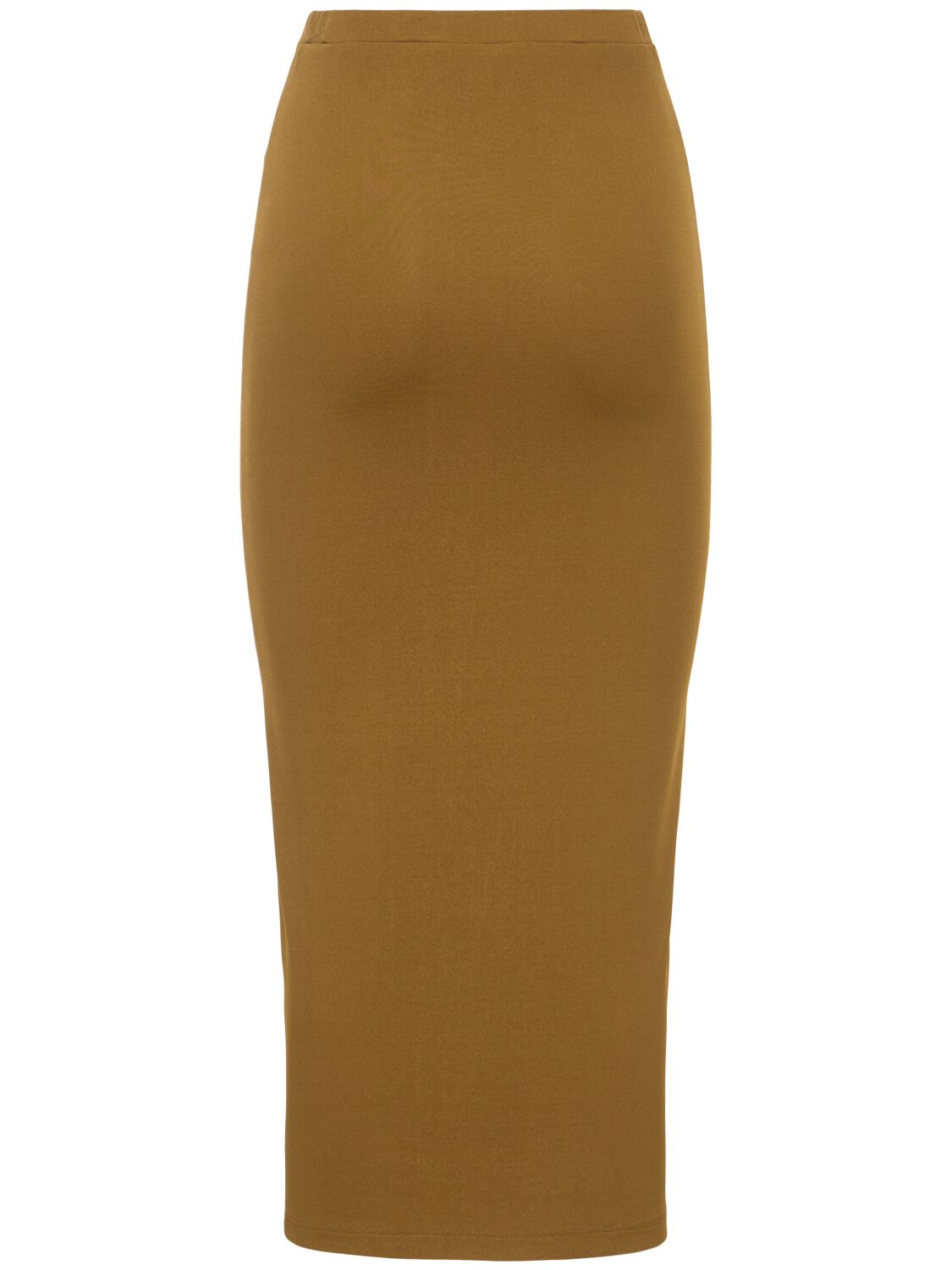 Shop Alexandre Vauthier Viscose Jersey High Rise Midi Skirt In Light Brown