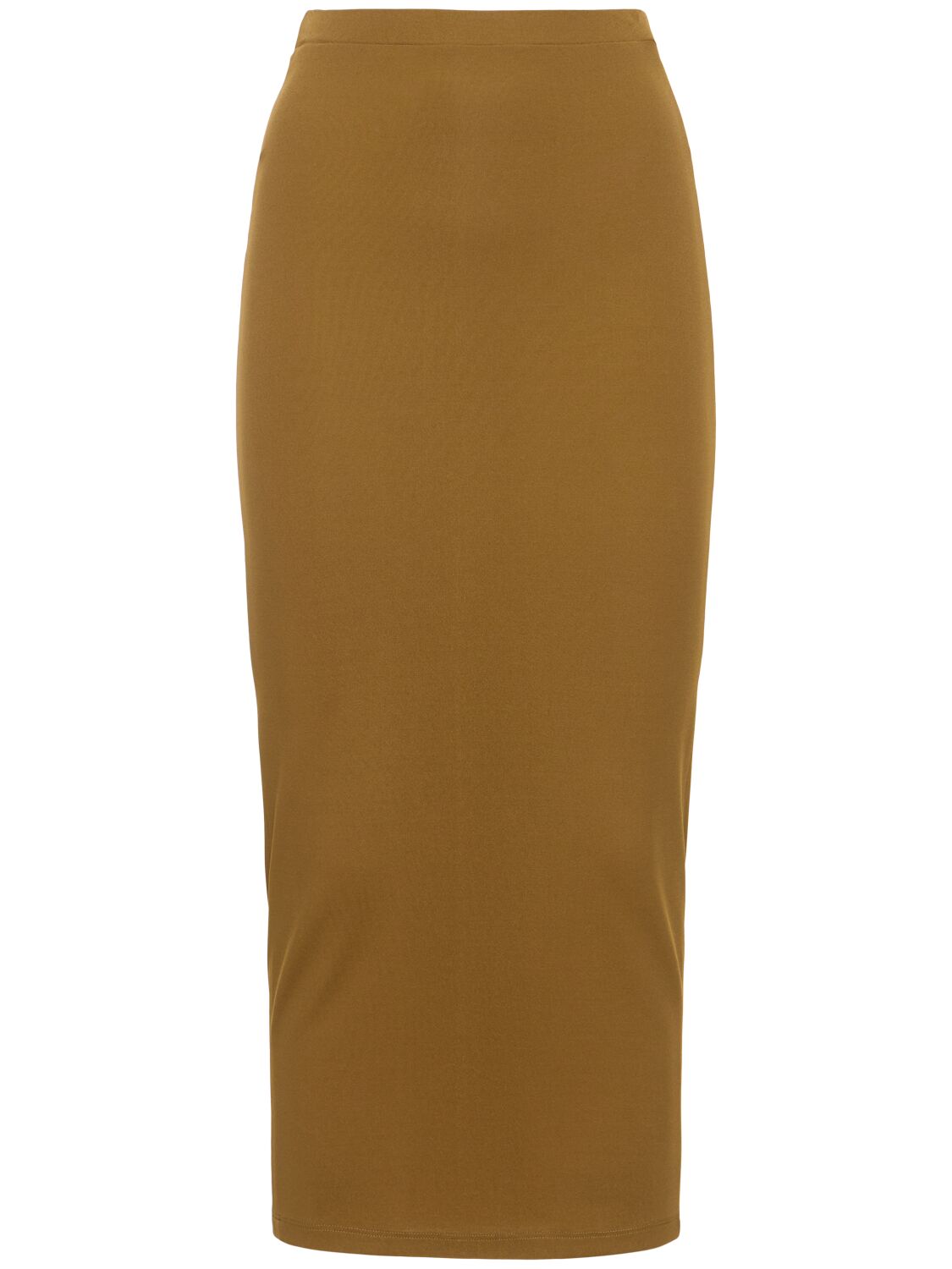 Alexandre Vauthier Viscose Jersey High Rise Midi Skirt In Brown