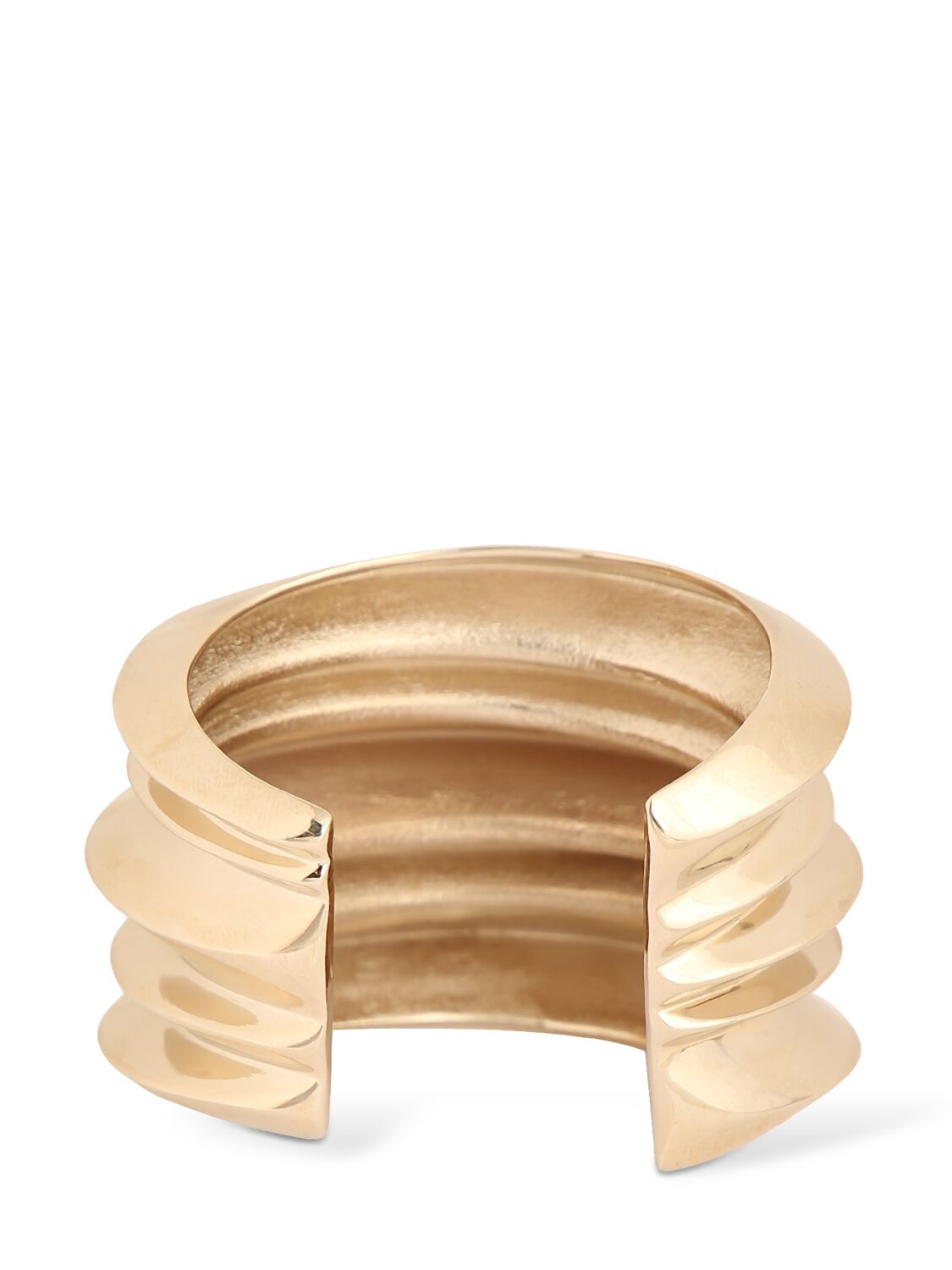Shop Saint Laurent Stacked Brass Cuff Bracelet In Gold