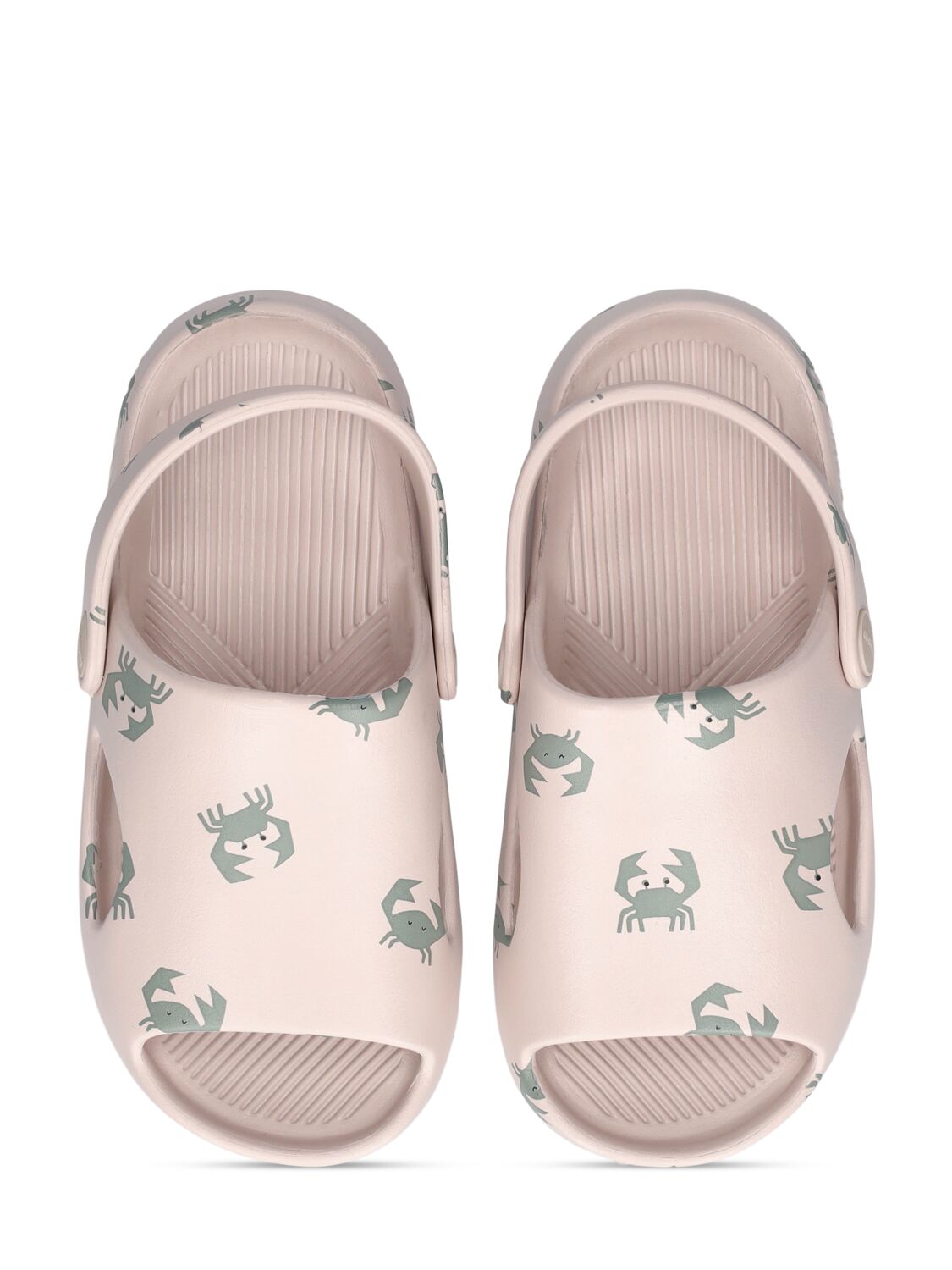 Shop Liewood Crab Print Rubber Sandals In Off White,green