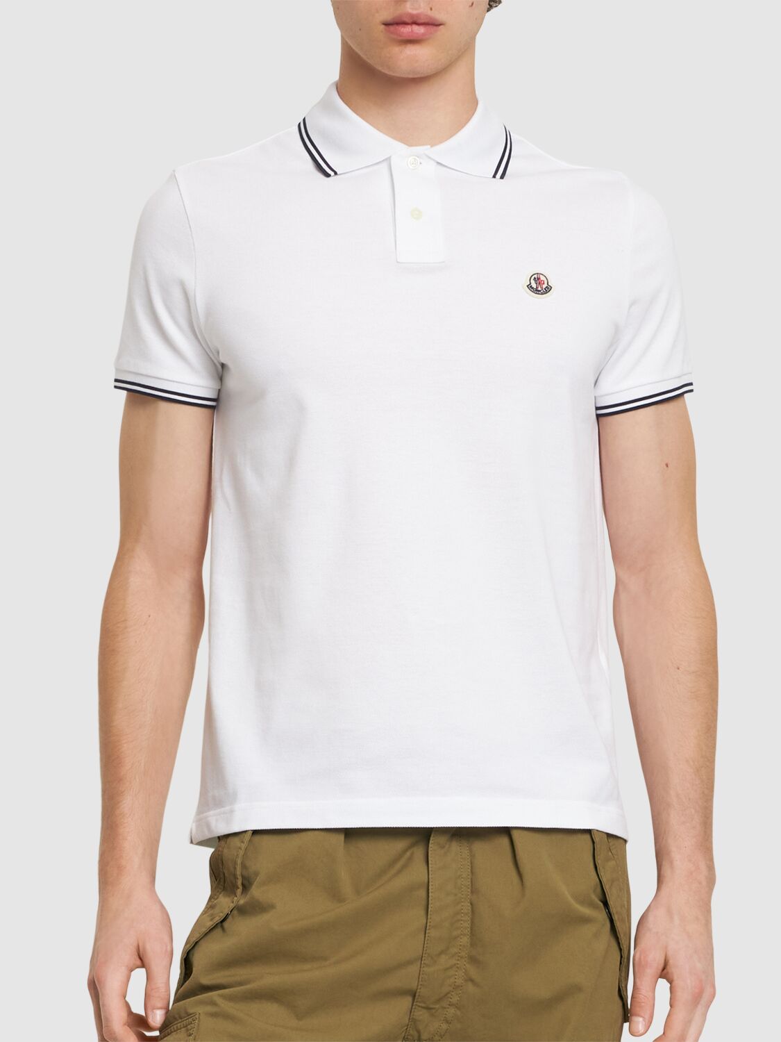 MONCLER LOGO PATCH COTTON POLO SHIRT 