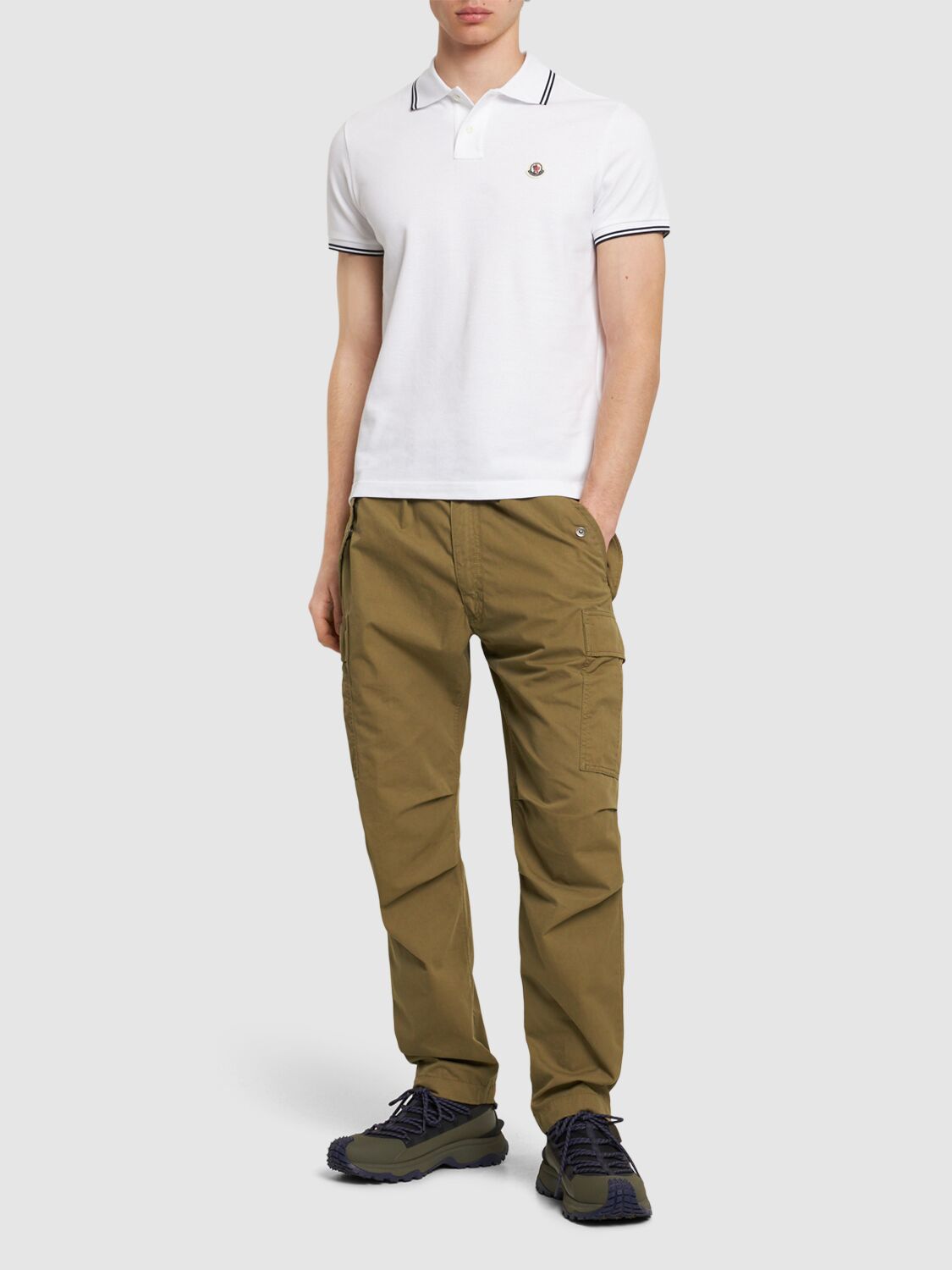 MONCLER LOGO PATCH COTTON POLO SHIRT 