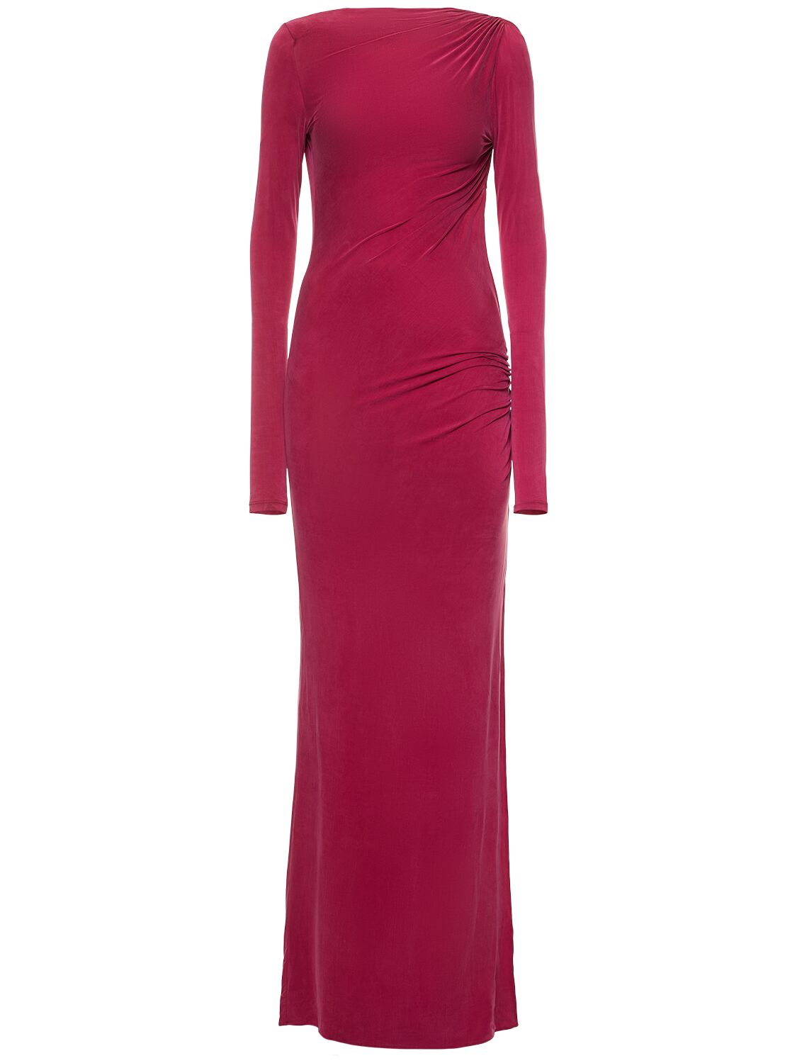 The Andamane Sophie Open Back Jersey Long Dress In Red