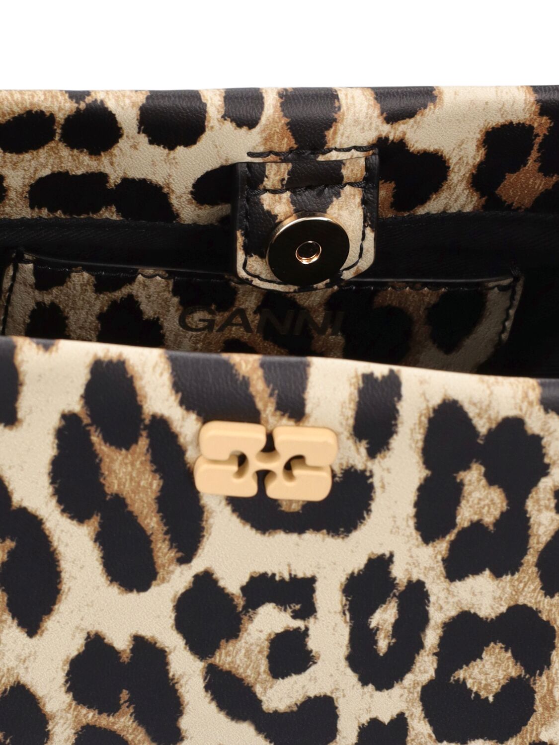 Ganni Leopard Print Mini Bou Bag With Twisted Handle In Animal Print