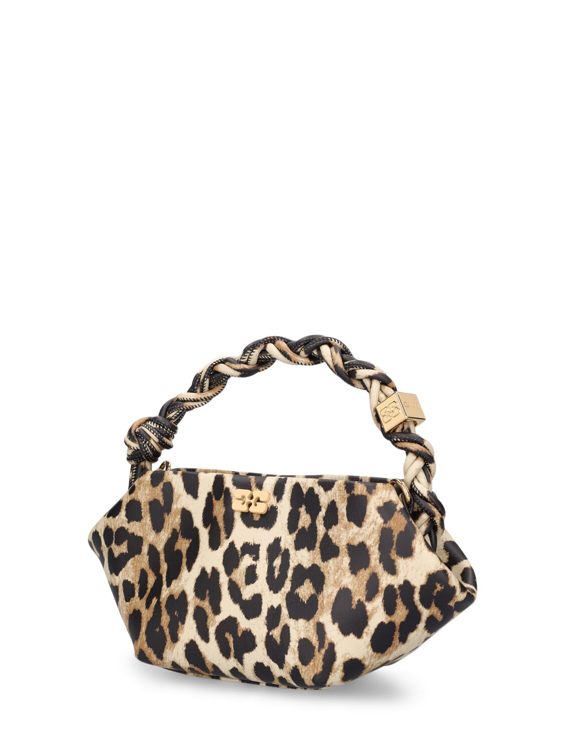 Ganni Leopard Print Mini Bou Bag With Twisted Handle In Animal Print