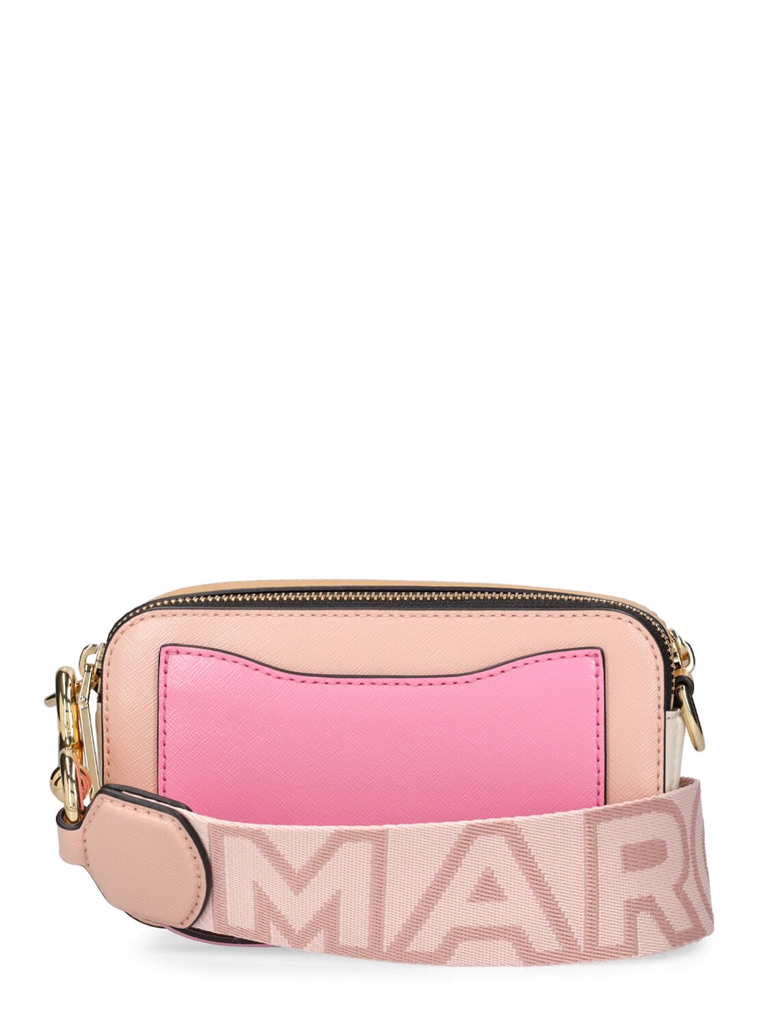 Shop Marc Jacobs The Snapshot Leather Shoulder Bag In Rose Multi
