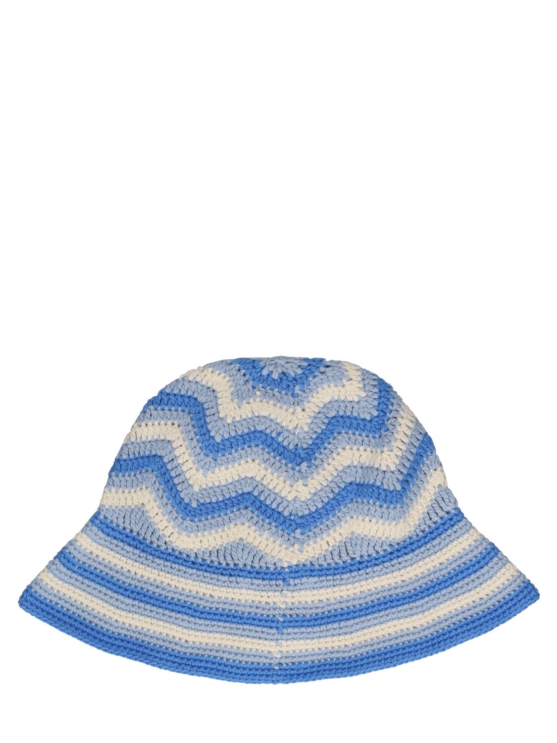 Shop Ganni Organic Cotton Crochet Bucket Hat In Blue