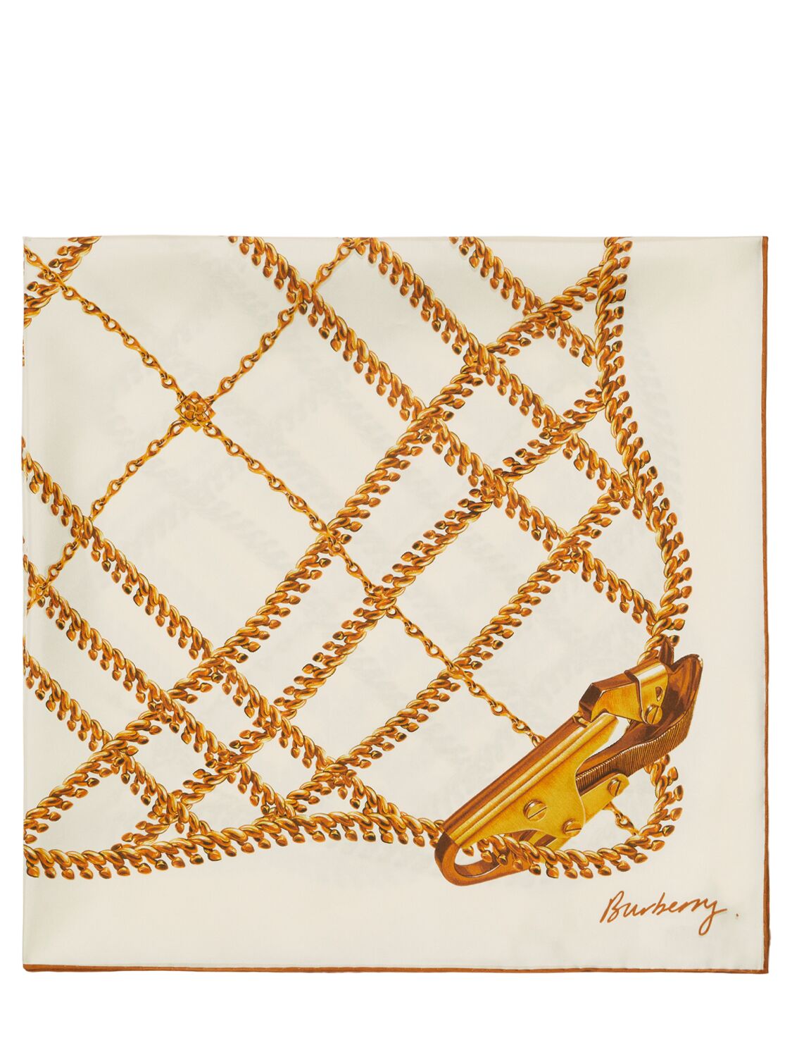 Burberry Printed Silk Foulard In Neutral