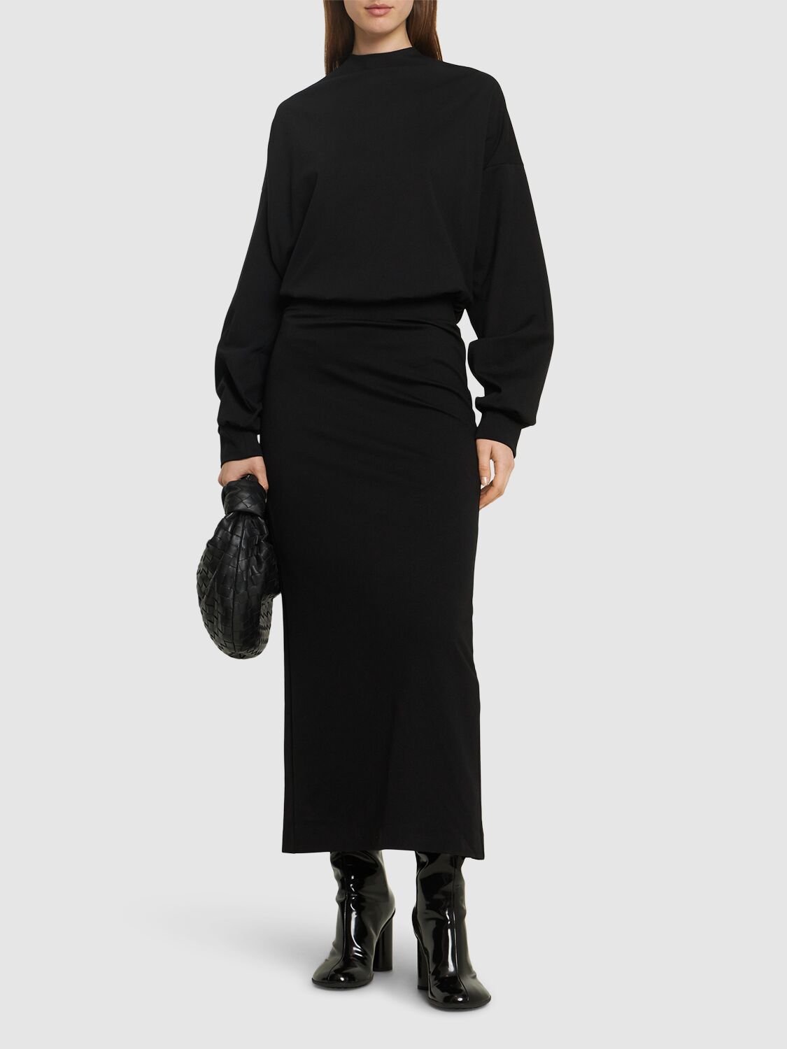 Shop The Andamane Sylvia Compact Jersey Midi Dress In Black