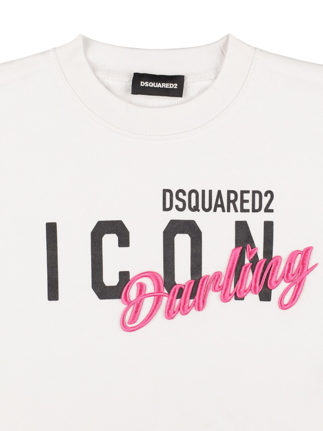 Shop Dsquared2 Logo Cotton Crewneck Sweatshirt In White