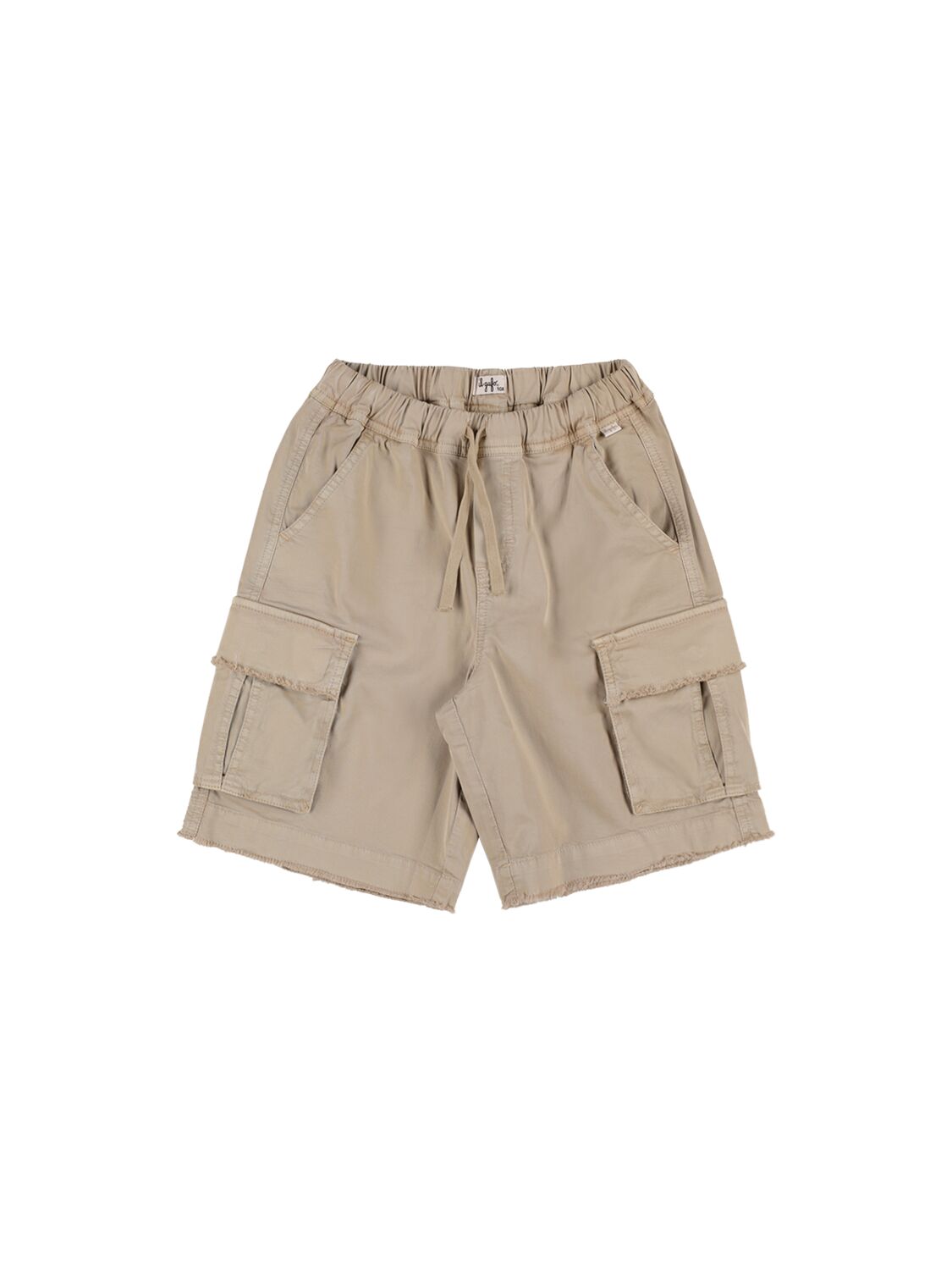 Il Gufo Kids' Cotton Gabardine Cargo Shorts In Beige