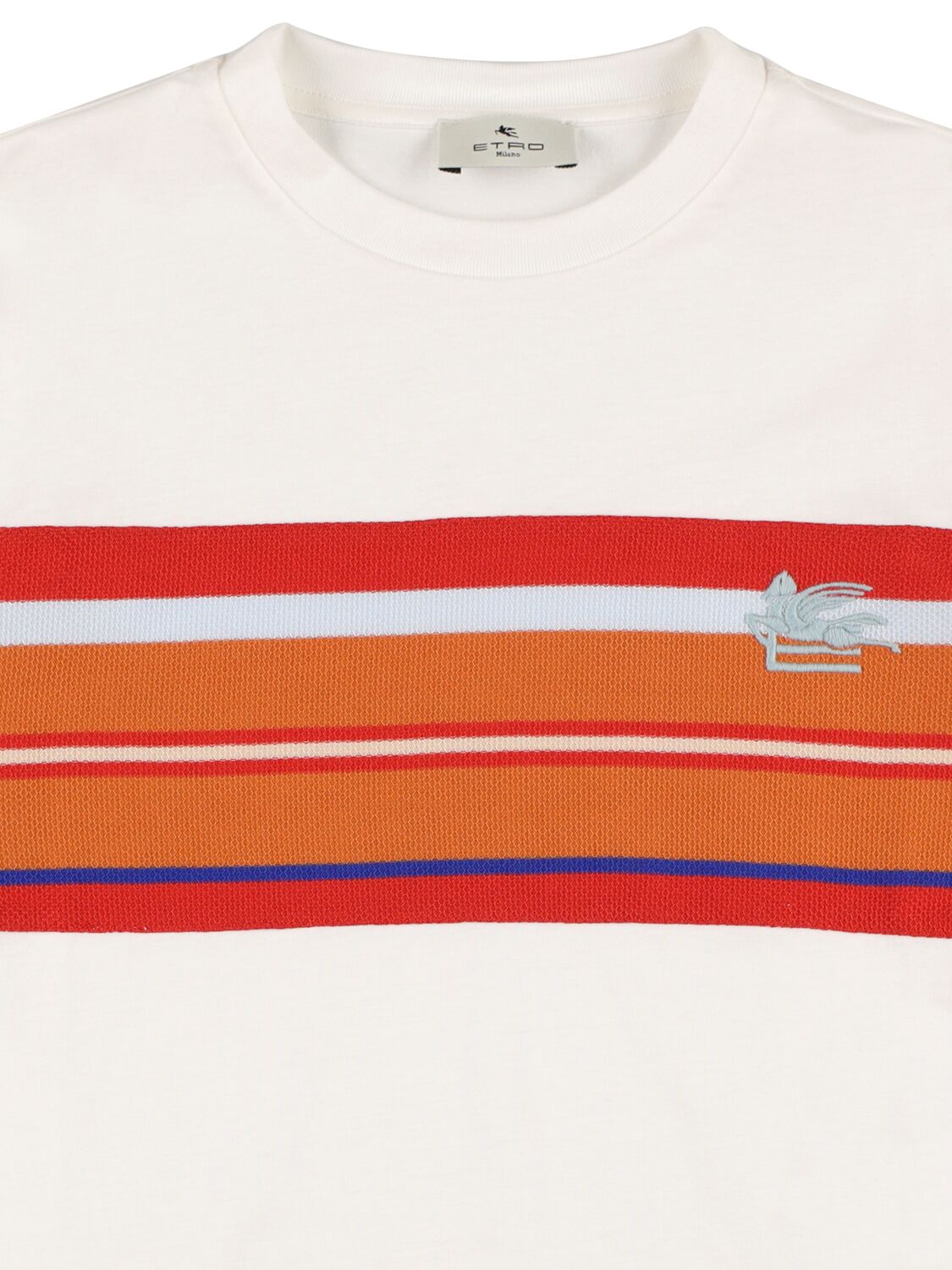 Shop Etro Cotton Jersey T-shirt In Ivory,orange
