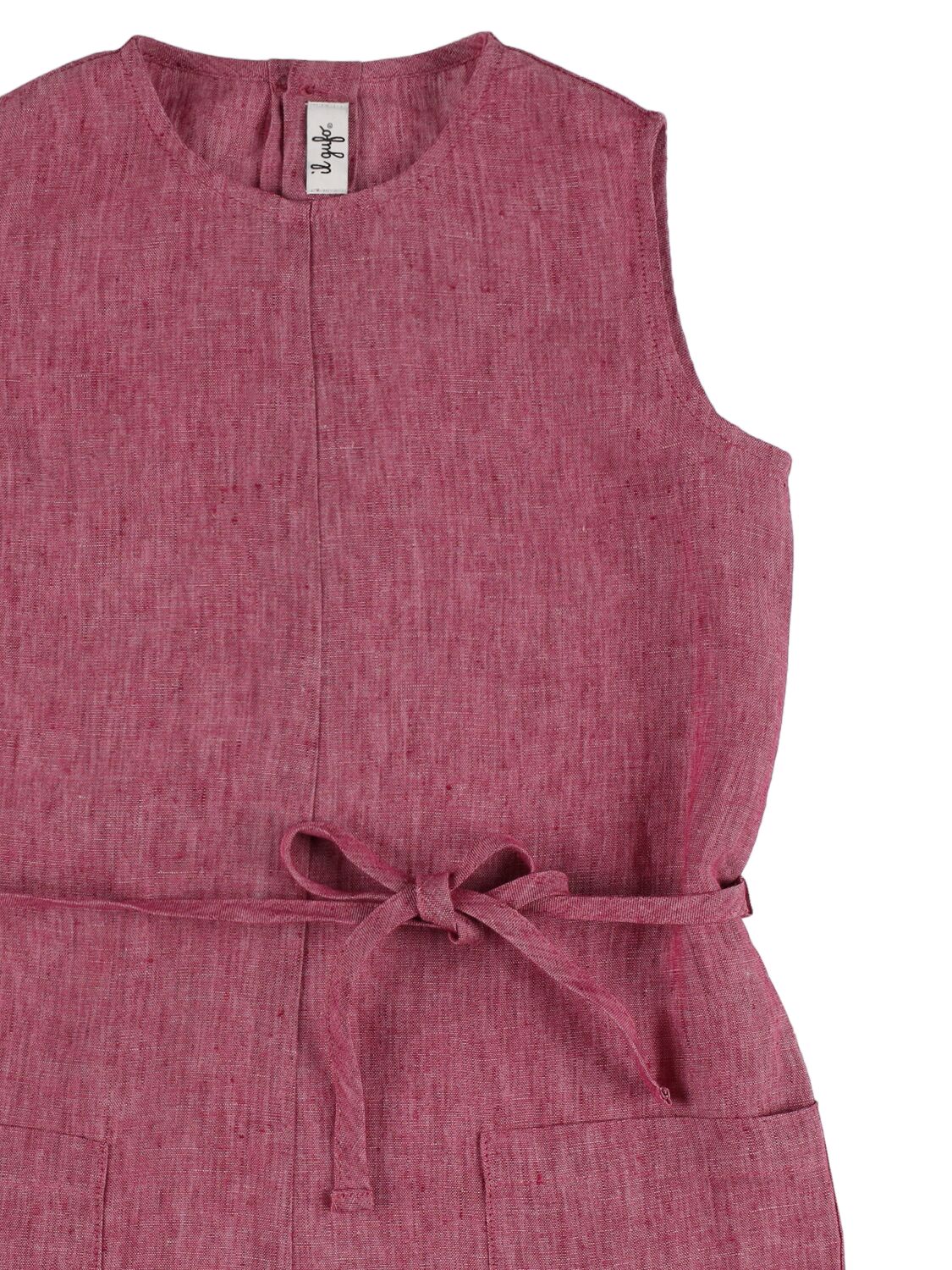 Shop Il Gufo Sleeveless Linen Jumpsuit In Purple