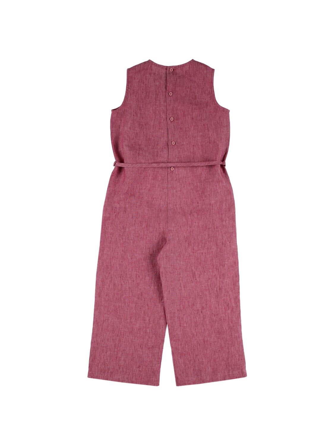 Shop Il Gufo Sleeveless Linen Jumpsuit In Purple