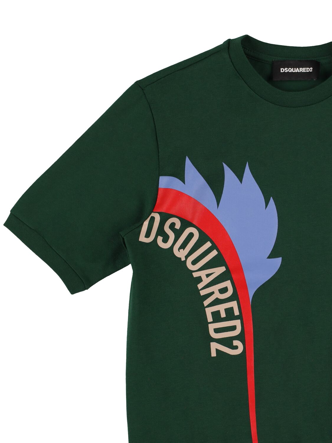 Shop Dsquared2 Printed Cotton Jersey T-shirt In Dark Green