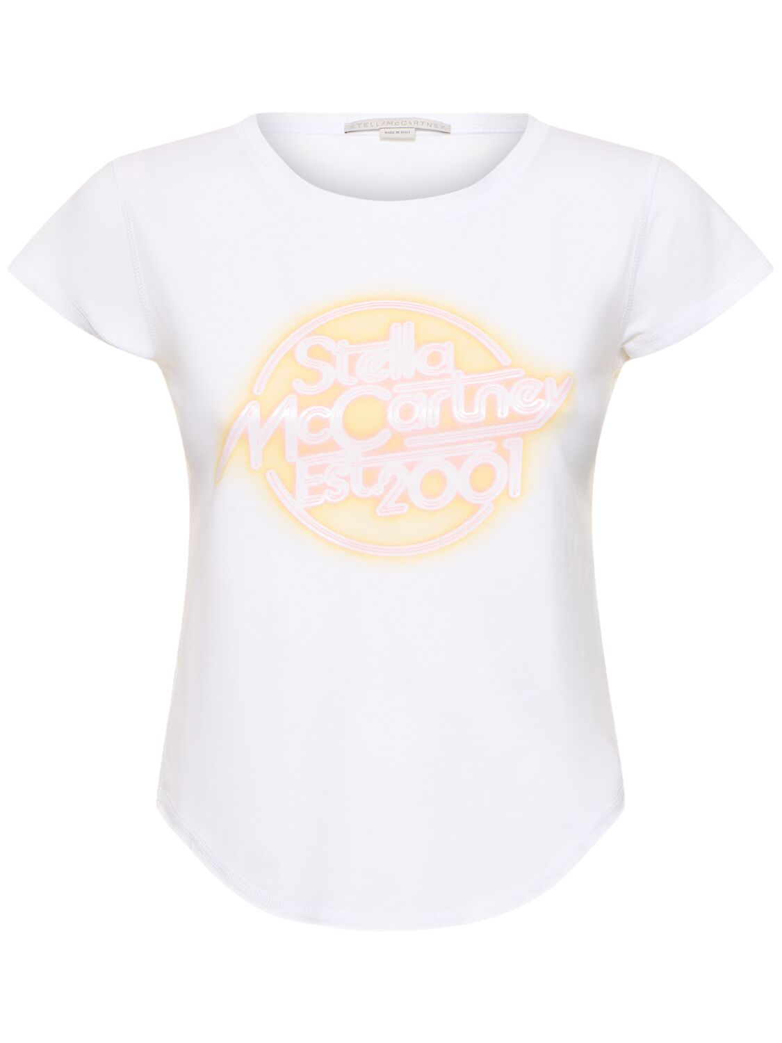 Stella Mccartney Logo Cotton Jersey Shorts Sleeve T-shirt In White