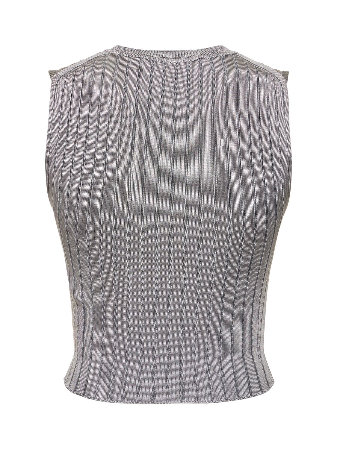 Shop Marni Ribbed Knit Sleeveless Vest In Light Grey