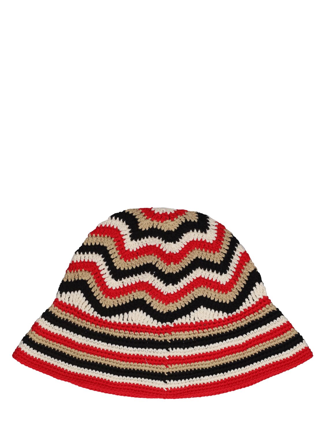 Shop Ganni Organic Cotton Crochet Bucket Hat In Racing Red