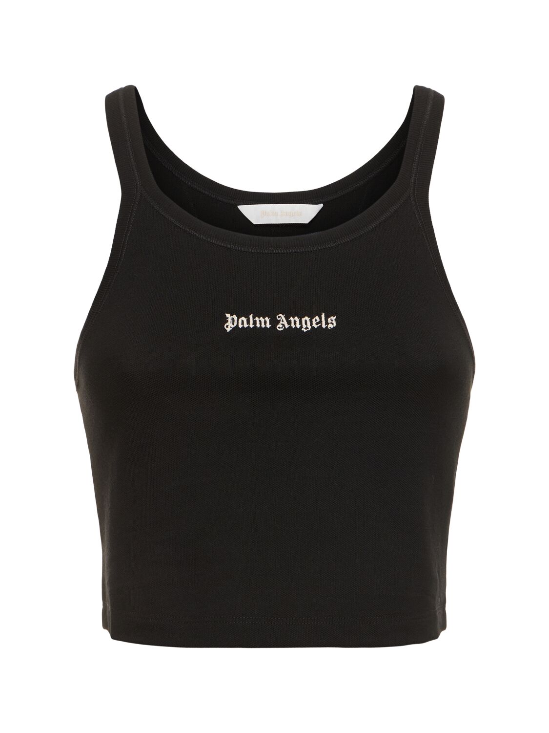 Shop Palm Angels Classic Logo Cotton Tank Top In Black