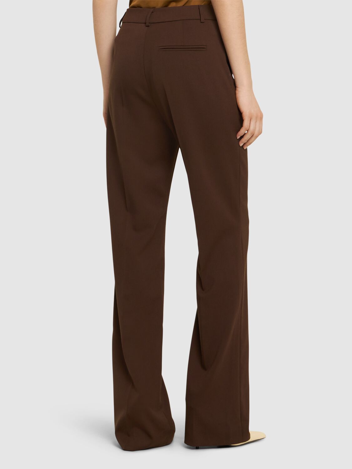 Shop The Andamane Gladys Wool Blend Straight Pants In Brown