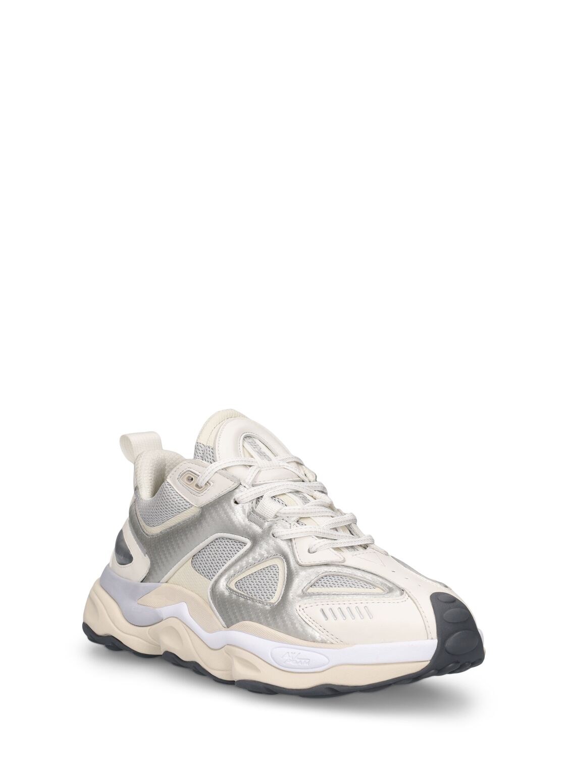 Shop Axel Arigato Satellite Runner Leather Sneakers In Silver,white