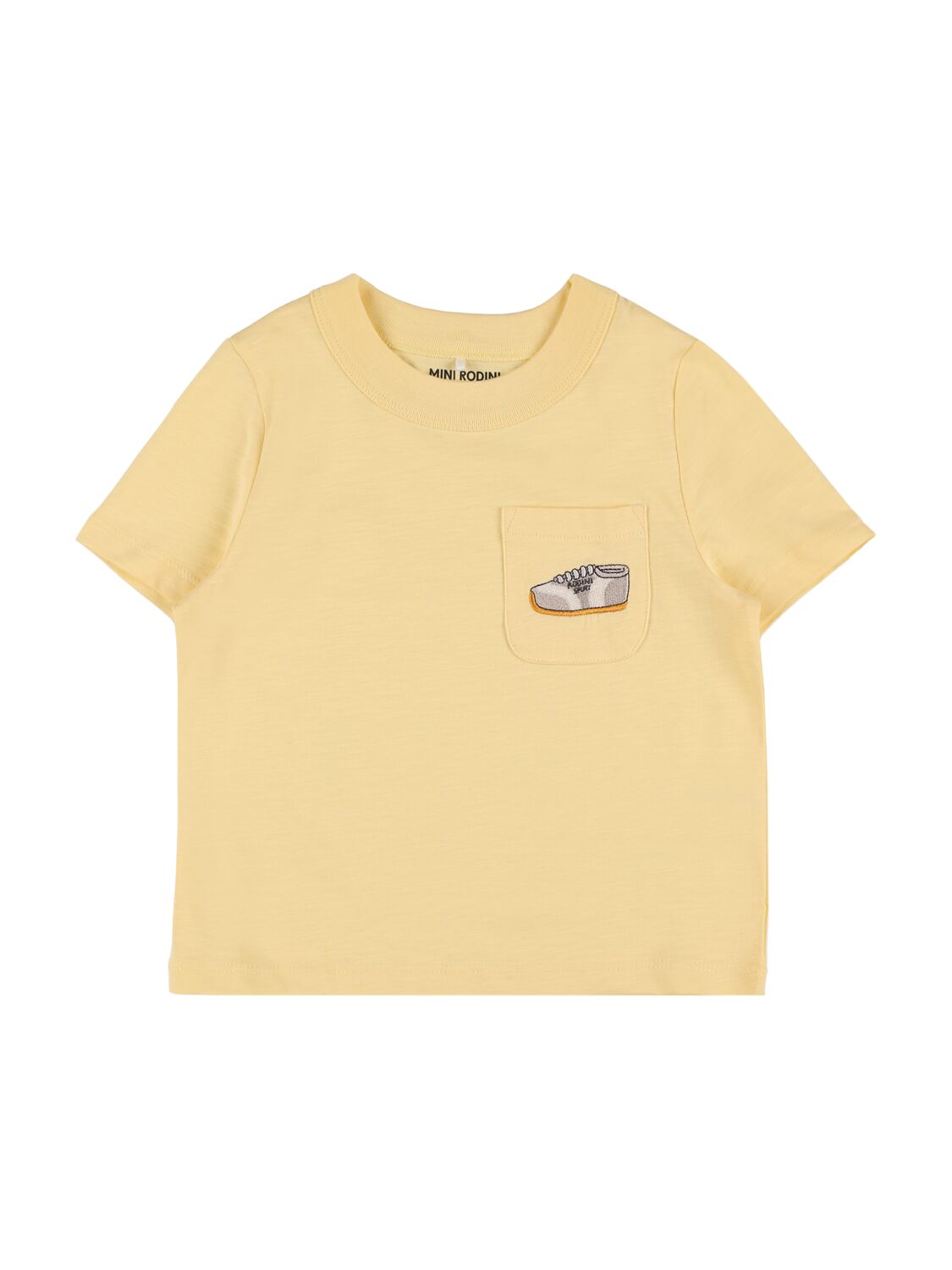 Mini Rodini Babies' 刺绣棉质t恤 In Yellow