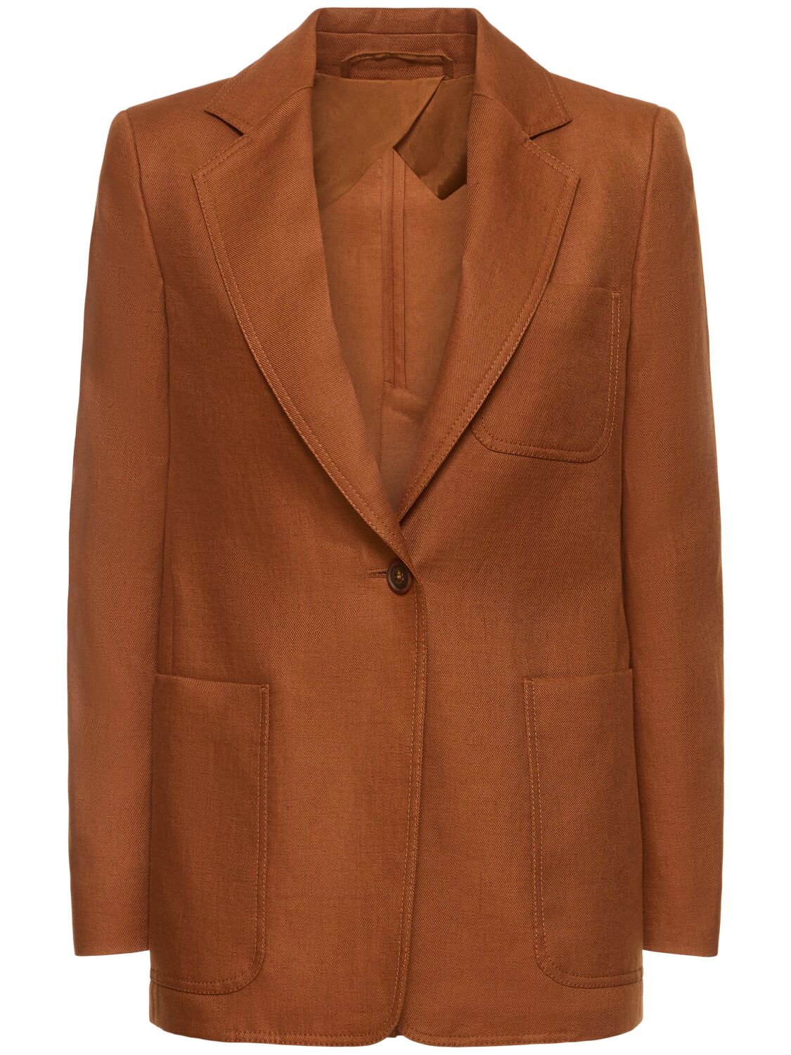 Image of Single Breasted Linen Blazer