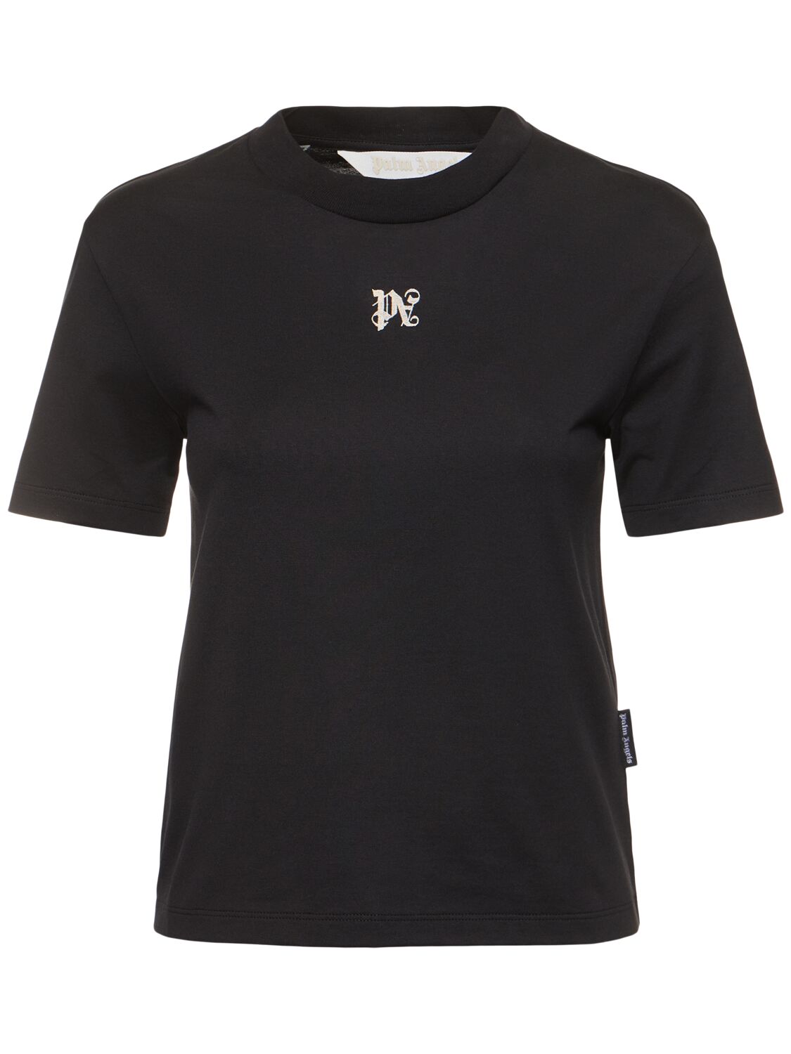 Palm Angels Monograf Fitted Cotton T-shirt In Black