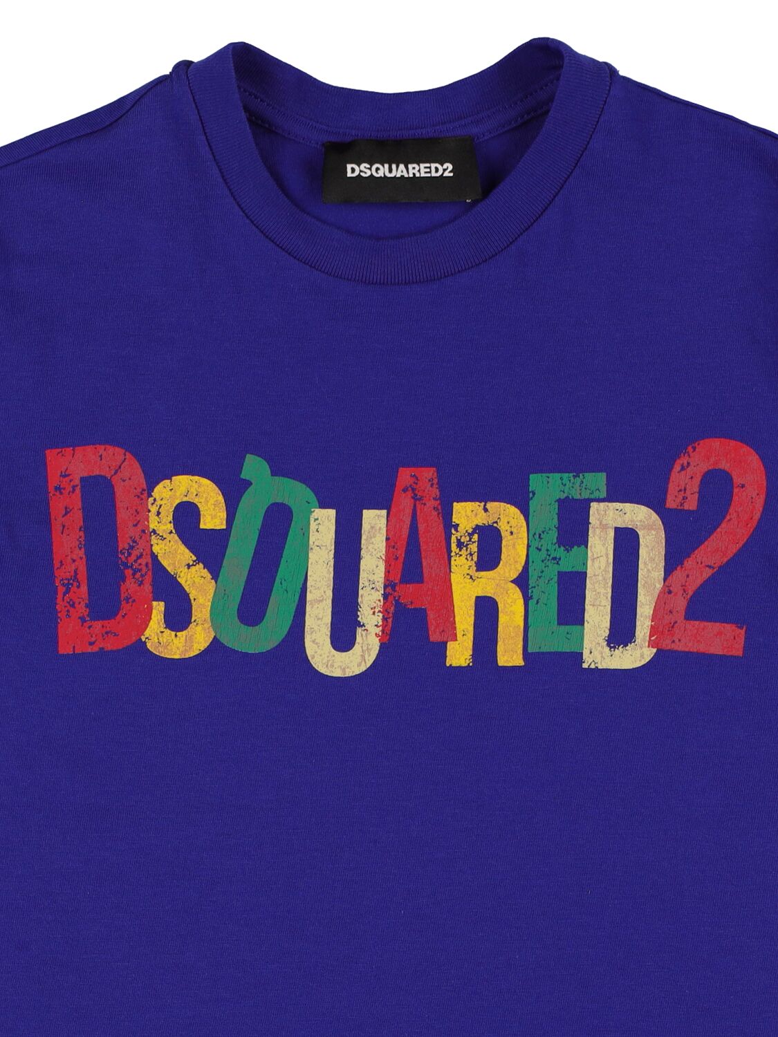 Shop Dsquared2 Printed Cotton Jersey T-shirt In Blue